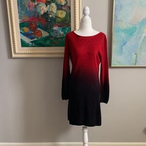 Elementz Red-to-Black Ombre Long Sleeve Dress